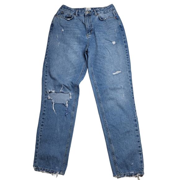 BDG Denim - BDG Ripped Distressed Raw Hem Mom Jeans Baggy Stitched Straight Leg High Rise 29